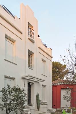 Relookage et ravalement de façades d'une villa Art-Déco à l'enduit chaux Marmorino à Saint Barnabé à Marseille (13012) - Chantier réalisé en 2017