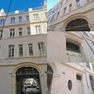 Réhabilitation des façades et éléments en pierre de taille de l'ancienne école Saint Thomas d'Aquin à Marseille (13006) - Bât. G Côté rue Dieudé - ABF : M. Frédéric AUBANTON